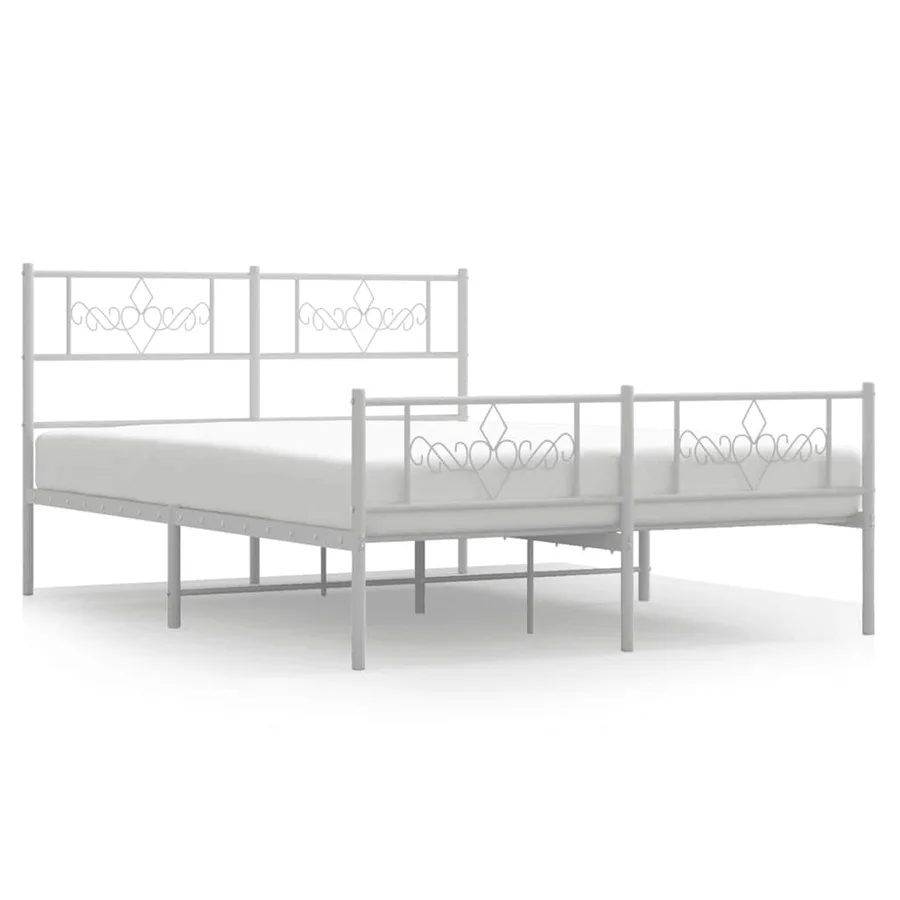 Cadre de lit métal sans matelas et pied de lit blanc 140x200 cm - 2