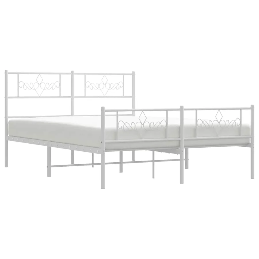 Cadre de lit métal sans matelas et pied de lit blanc 140x200 cm - 4