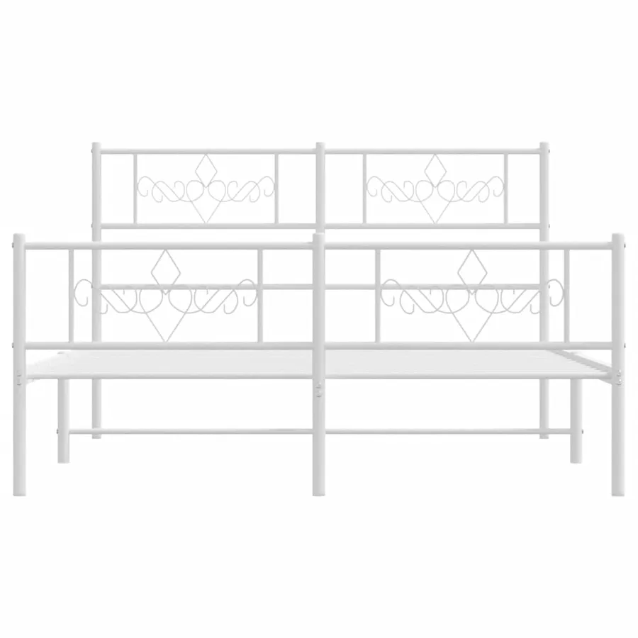Cadre de lit métal sans matelas et pied de lit blanc 140x200 cm - 5