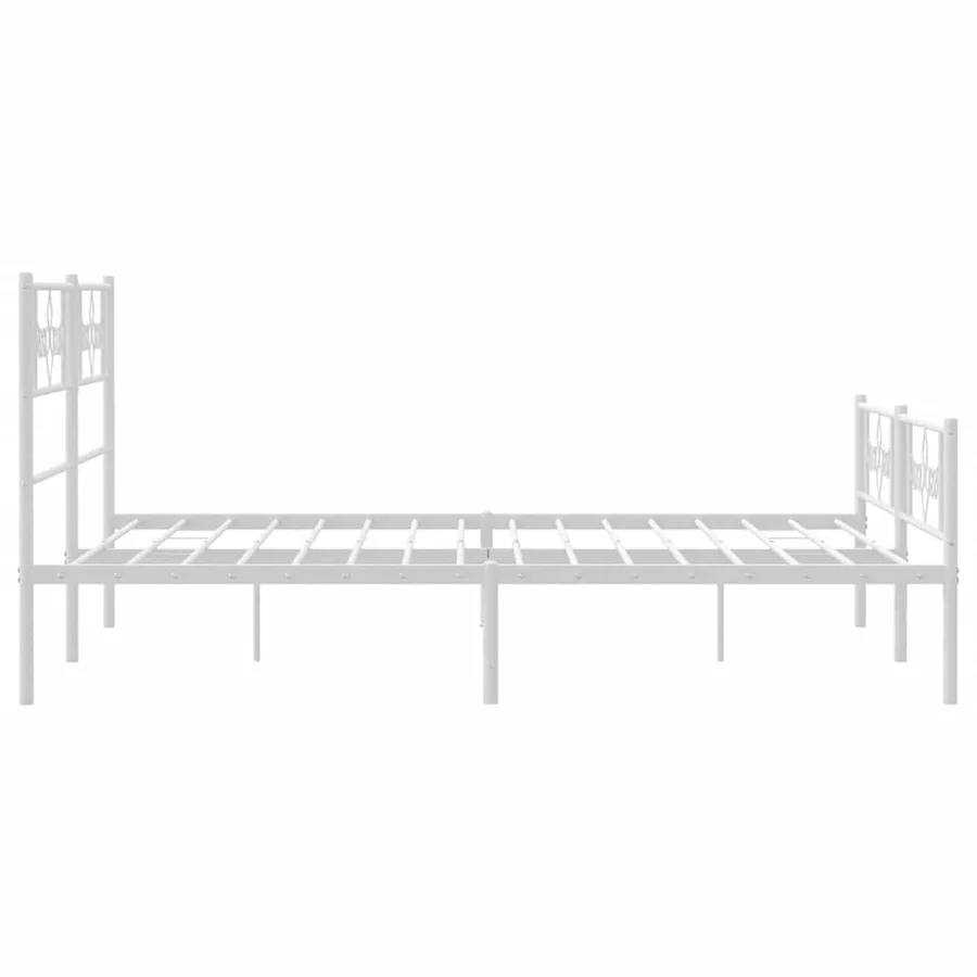 Cadre de lit métal sans matelas et pied de lit blanc 140x200 cm - 6