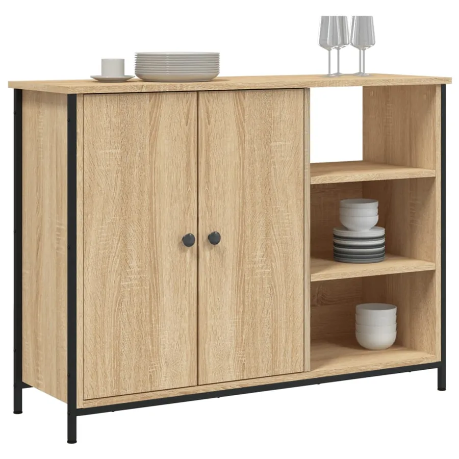 Buffet chêne sonoma 100x33x75 cm bois d'ingénierie - 3