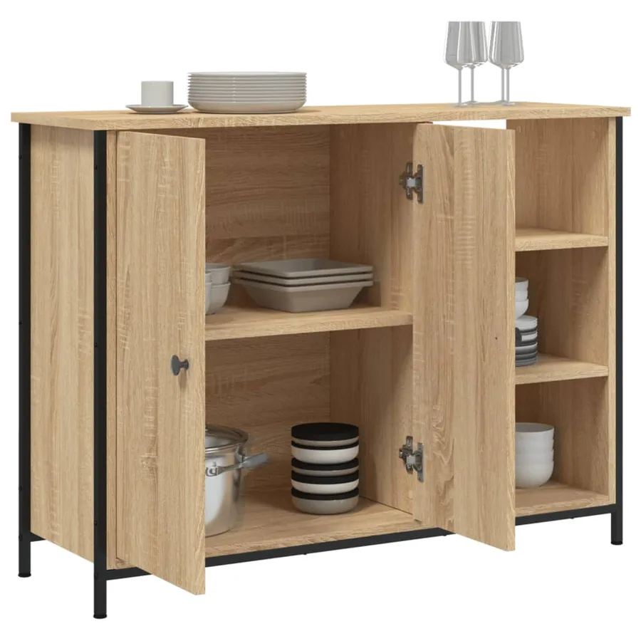 Buffet chêne sonoma 100x33x75 cm bois d'ingénierie - 4