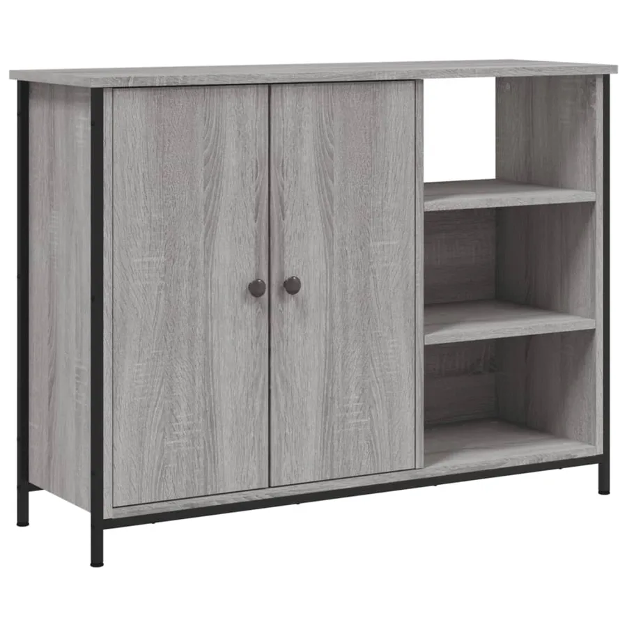 Buffet sonoma gris 100x33x75 cm bois d'ingénierie - 2