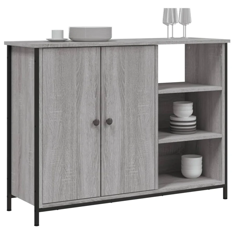 Buffet sonoma gris 100x33x75 cm bois d'ingénierie - 3