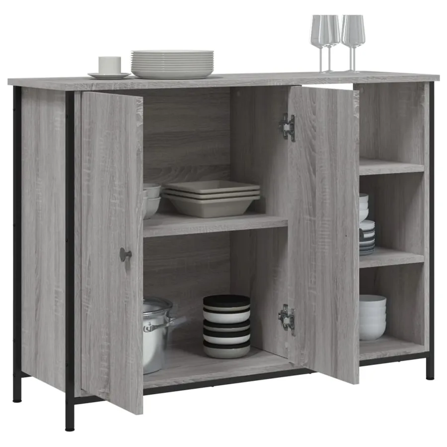 Buffet sonoma gris 100x33x75 cm bois d'ingénierie - 4