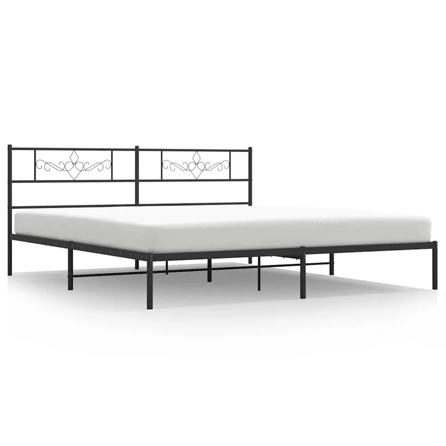 Cadre de lit métal sans matelas avec tête de lit noir 183x213cm - 2
