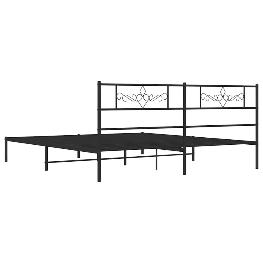 Cadre de lit métal sans matelas avec tête de lit noir 183x213cm - 8