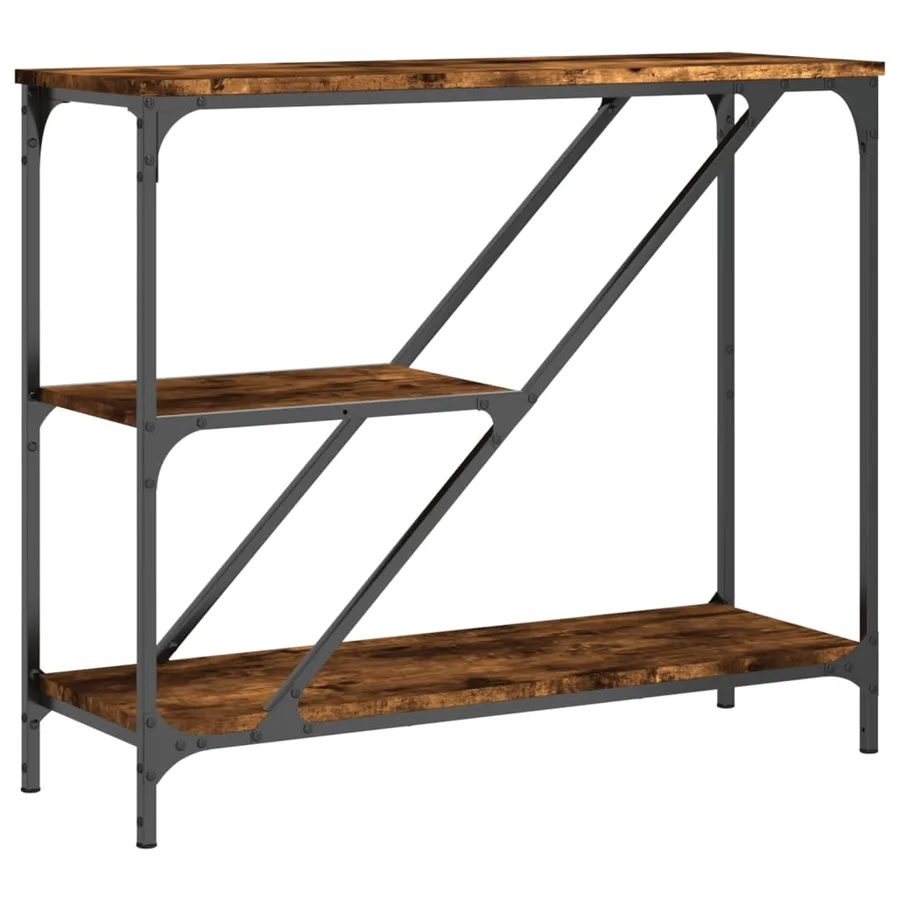 Table console chêne fumé 88,5x30x75 cm bois d'ingénierie - 2