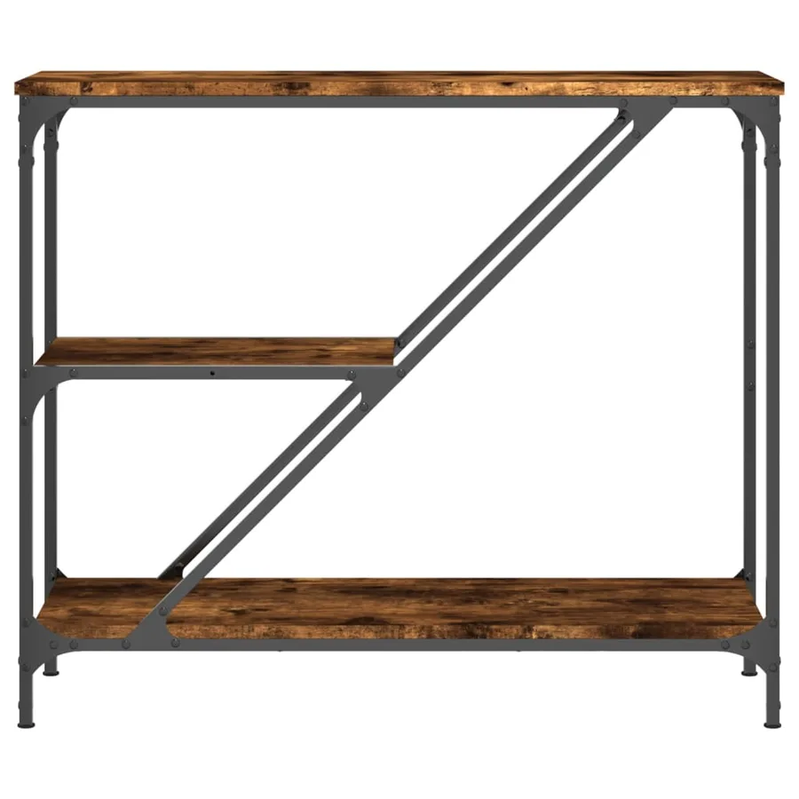 Table console chêne fumé 88,5x30x75 cm bois d'ingénierie - 4