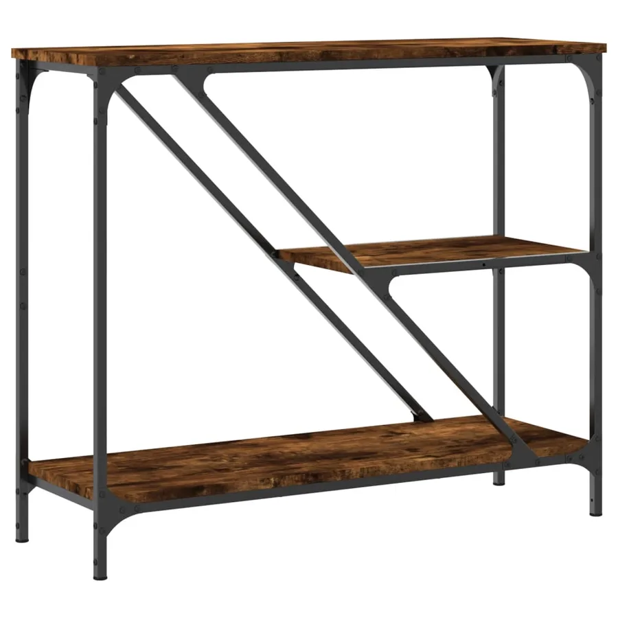 Table console chêne fumé 88,5x30x75 cm bois d'ingénierie - 6