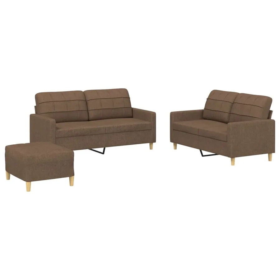 Ensemble de canapés 3 pcs avec coussins Marron Tissu - 2