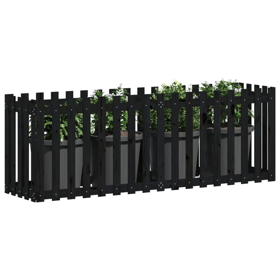 Lit surélevé de jardin design de clôture 200x50x70cm pin massif - 3