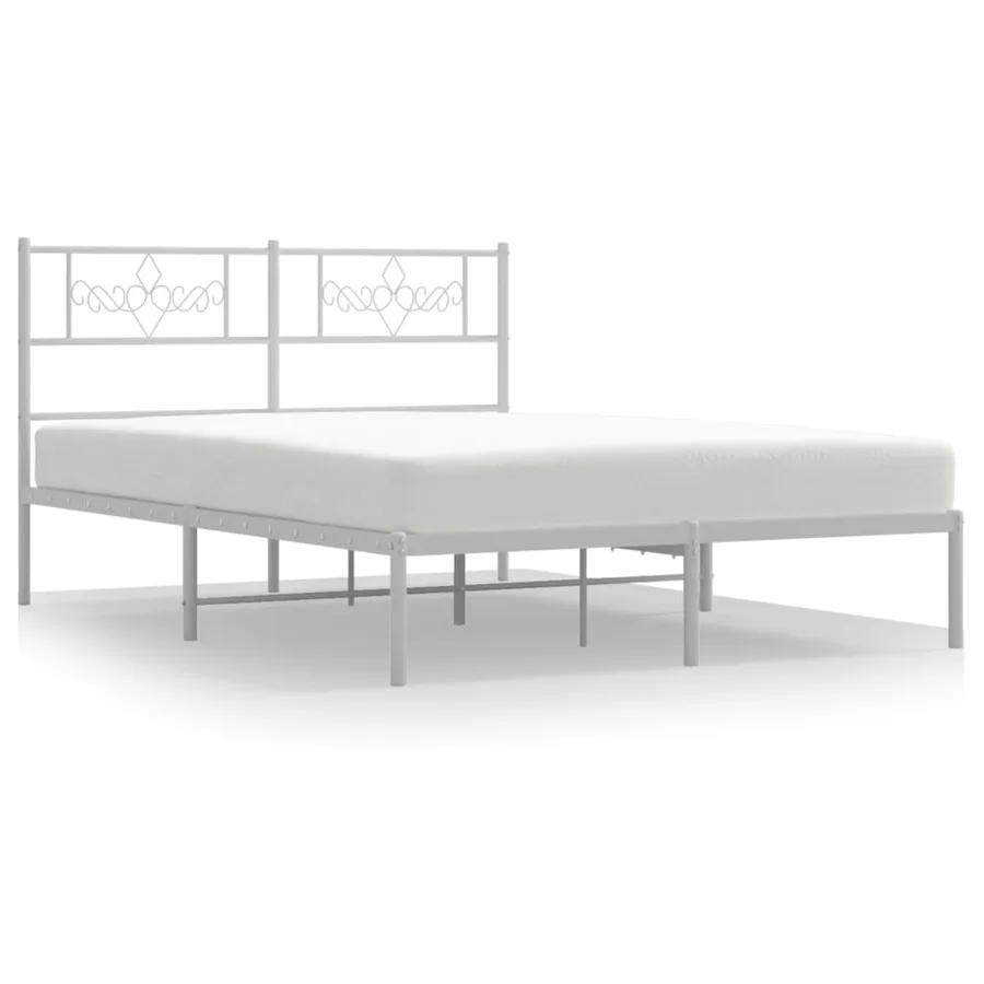 Cadre de lit métal sans matelas et tête de lit blanc 120x200 cm - 2