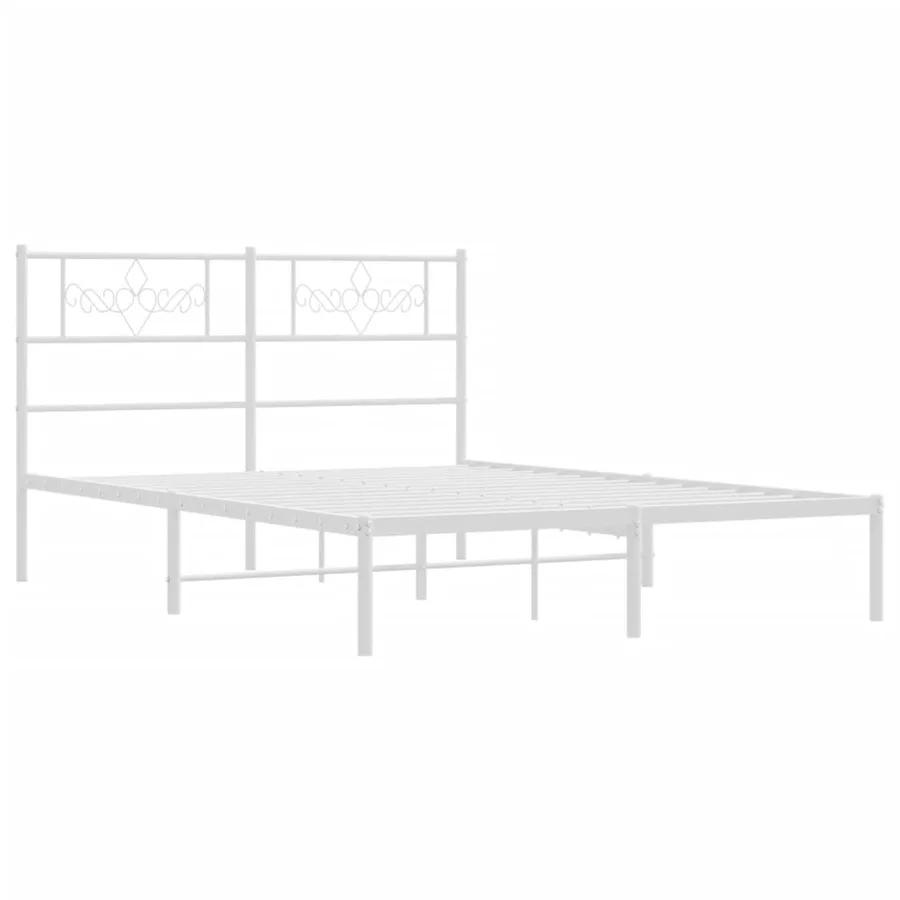 Cadre de lit métal sans matelas et tête de lit blanc 120x200 cm - 3