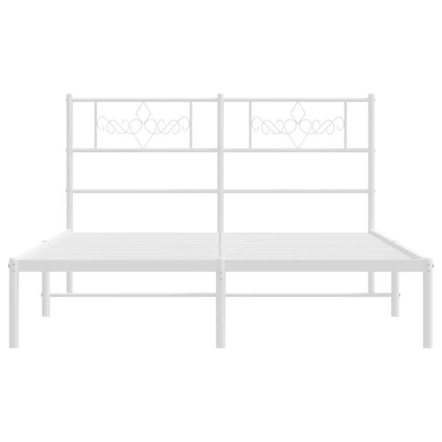Cadre de lit métal sans matelas et tête de lit blanc 120x200 cm - 5