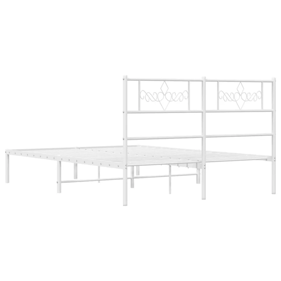 Cadre de lit métal sans matelas et tête de lit blanc 120x200 cm - 7