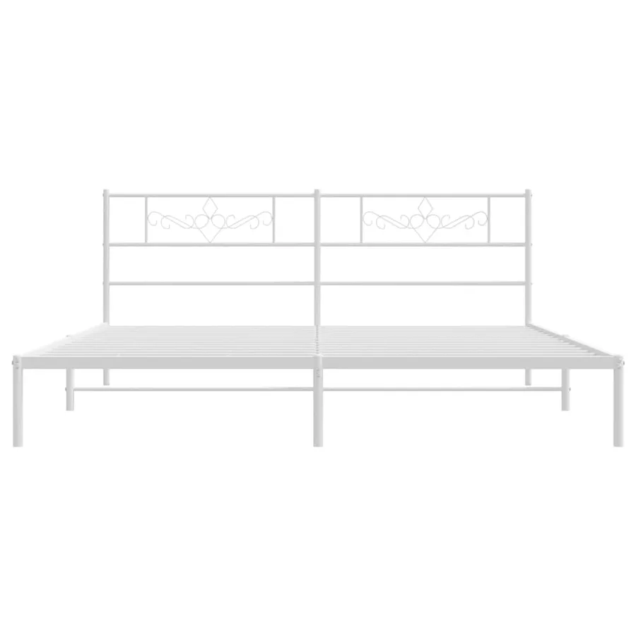 Cadre de lit métal sans matelas et tête de lit blanc 200x200 cm - 5