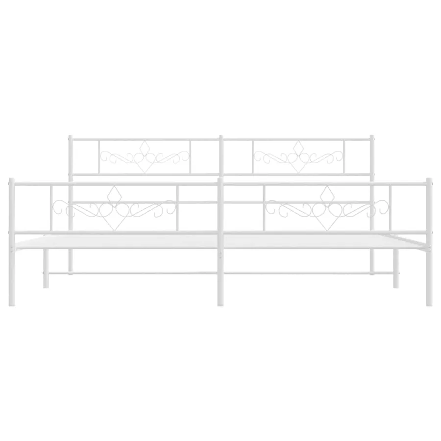 Cadre de lit métal sans matelas et pied de lit blanc 193x203 cm - 6