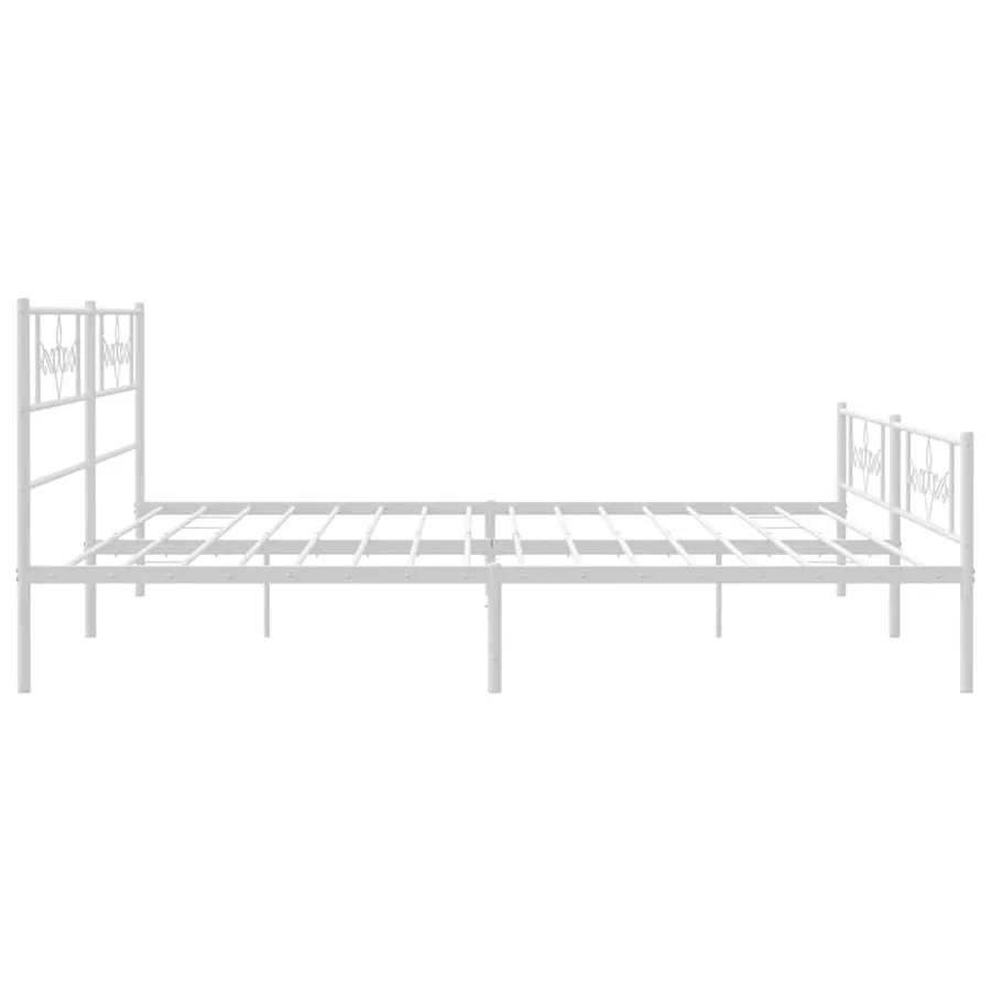 Cadre de lit métal sans matelas et pied de lit blanc 193x203 cm - 7