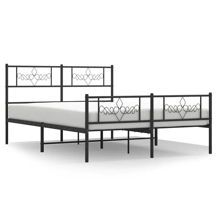 Cadre de lit métal sans matelas avec pied de lit noir 150x200cm - 2