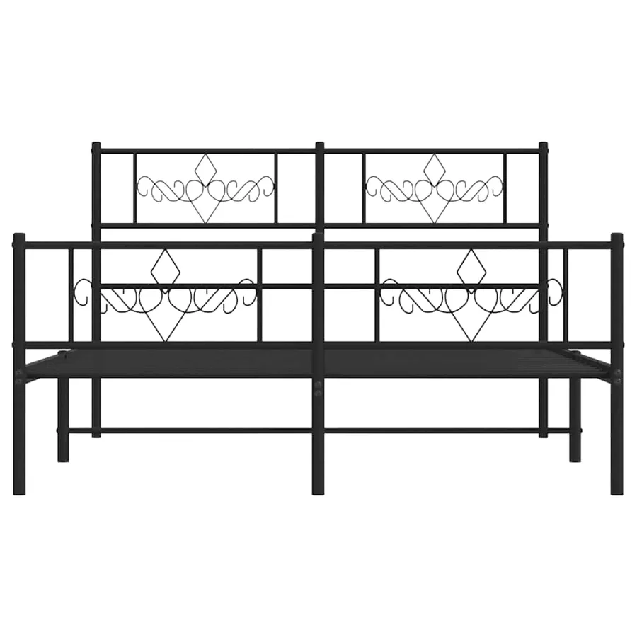 Cadre de lit métal sans matelas avec pied de lit noir 150x200cm - 6