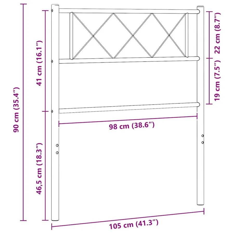 Tête de lit de remplacement métal noir 100 cm - 7