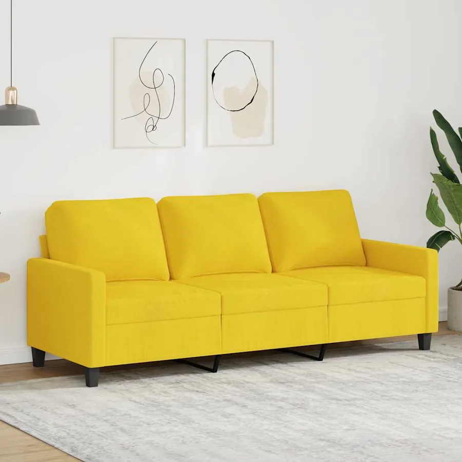Canapé à 3 places Jaune clair 180 cm Tissu
