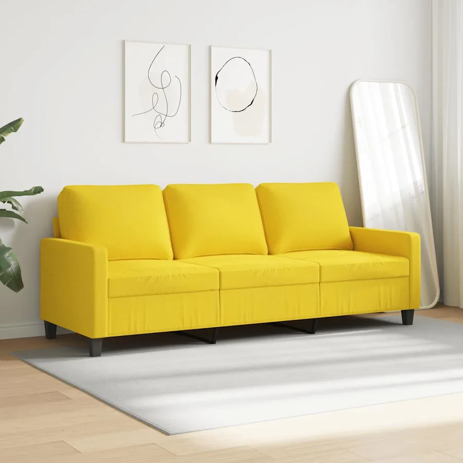 Canapé à 3 places Jaune clair 180 cm Tissu - 3