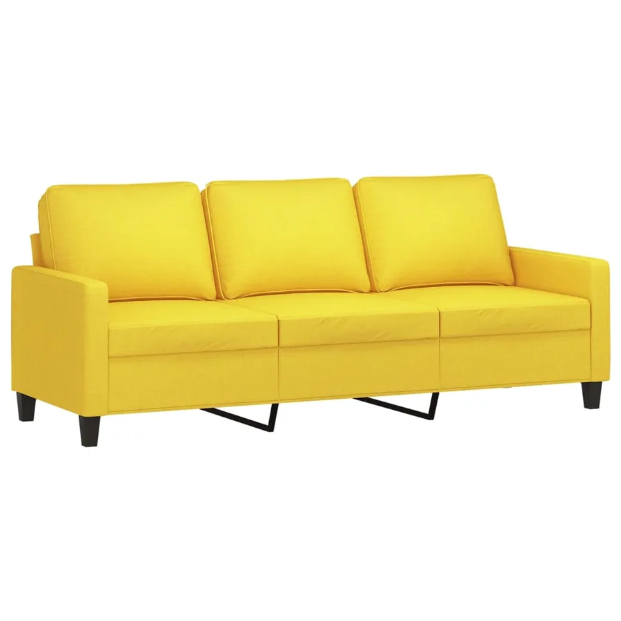 Ensemble de canapés 3 pcs avec coussins Jaune clair Tissu - 4