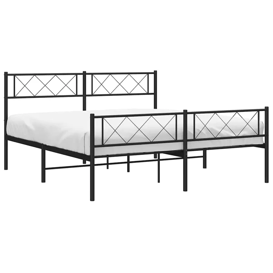 Cadre de lit métal sans matelas avec pied de lit noir 150x200cm - 4