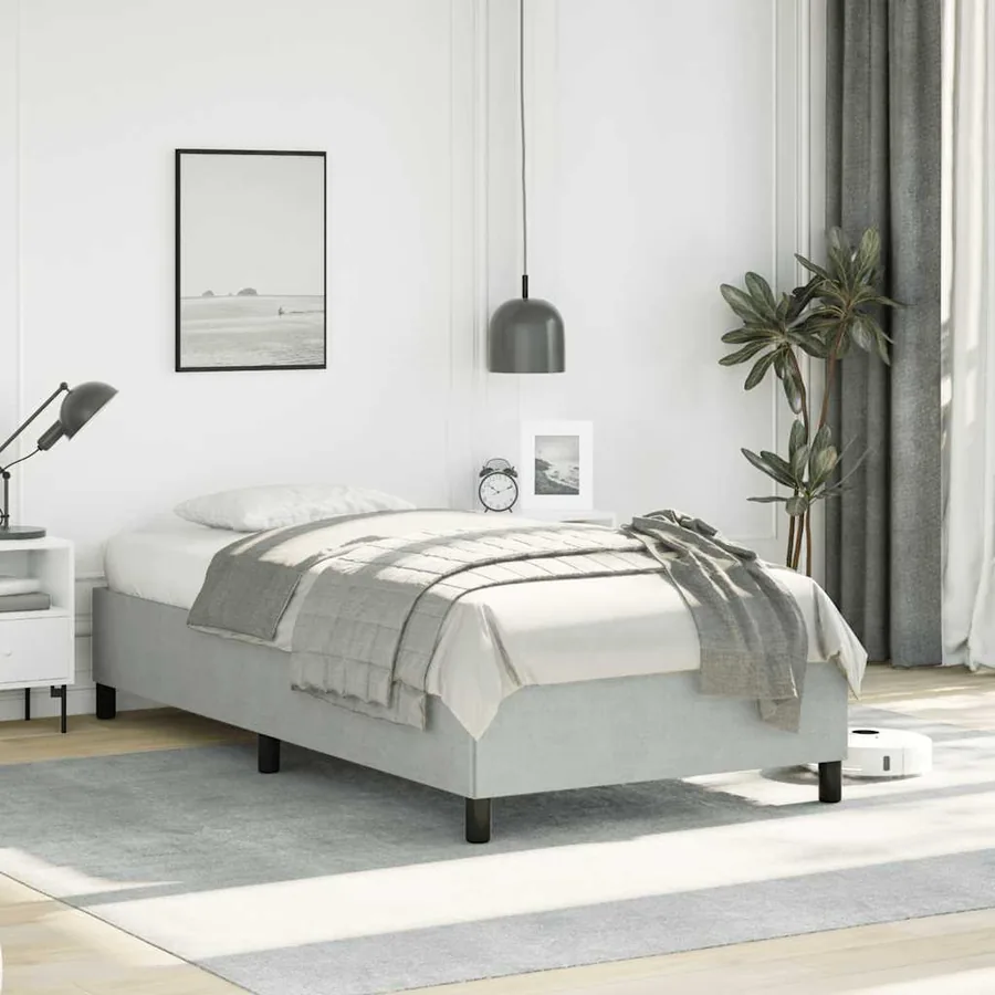 Cadre de lit gris clair 100x203 cm velours
