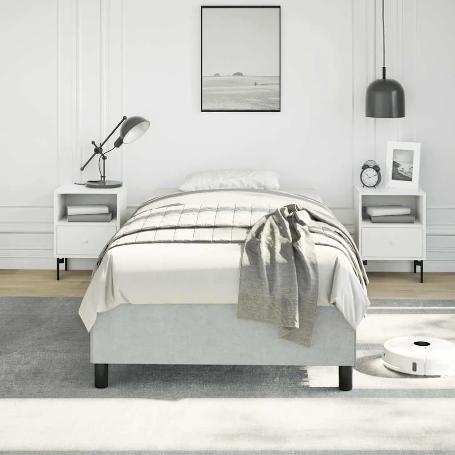 Cadre de lit gris clair 100x203 cm velours - 3