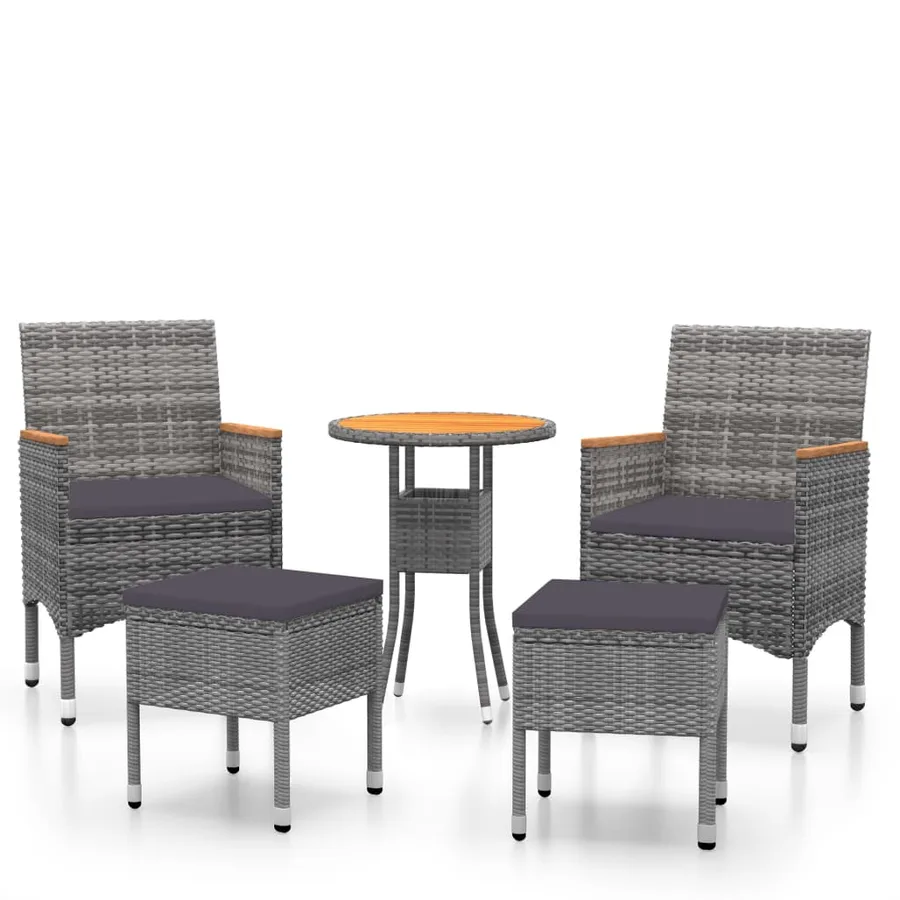 Salon de jardin 5 pcs Résine tressée Gris - 2