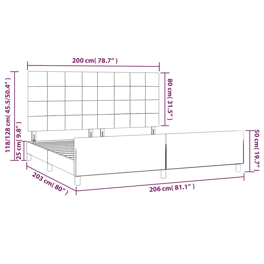 Cadre de lit sans matelas vert foncé 200x200 cm velours - 12