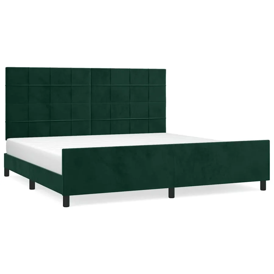 Cadre de lit sans matelas vert foncé 200x200 cm velours - 2
