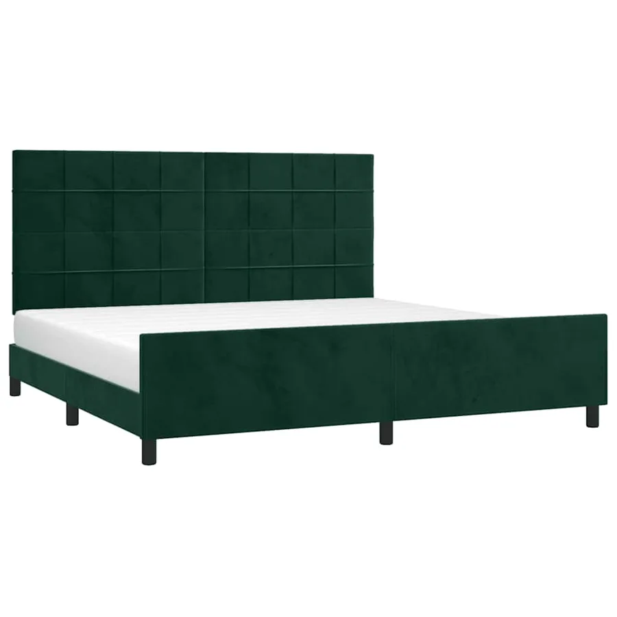 Cadre de lit sans matelas vert foncé 200x200 cm velours - 3