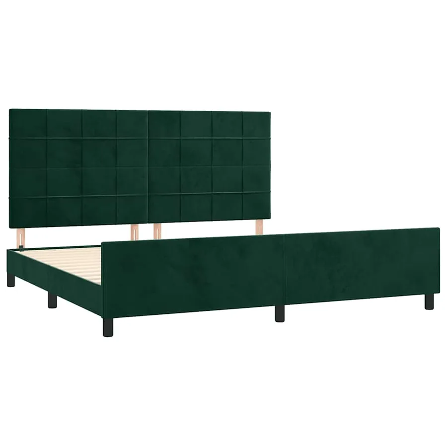Cadre de lit sans matelas vert foncé 200x200 cm velours - 4