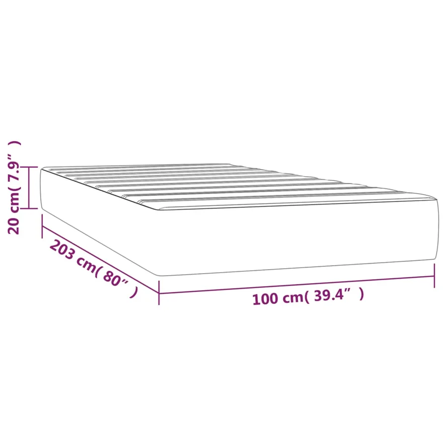 Matelas de lit à ressorts ensachés fermeté moyenne 100x203x20 cm tissu - 7