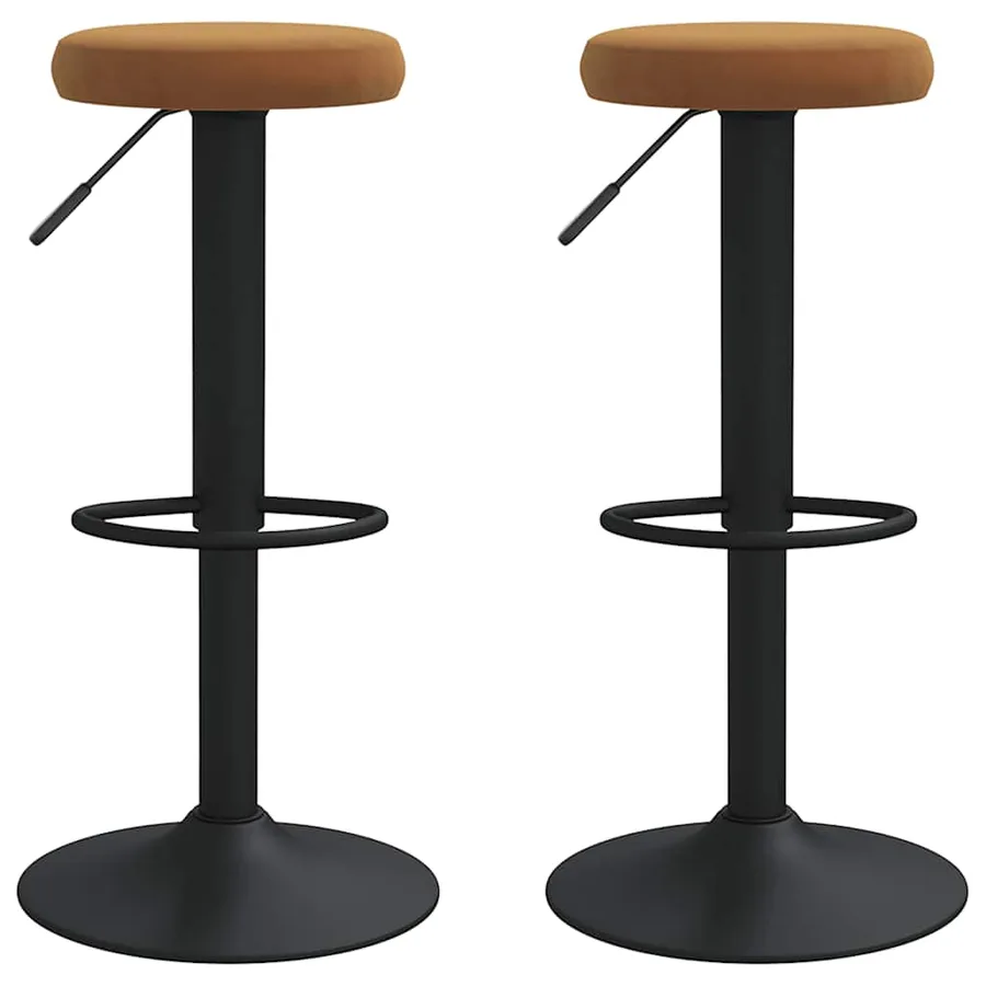 Tabourets de bar lot de 2 marron velours - 2