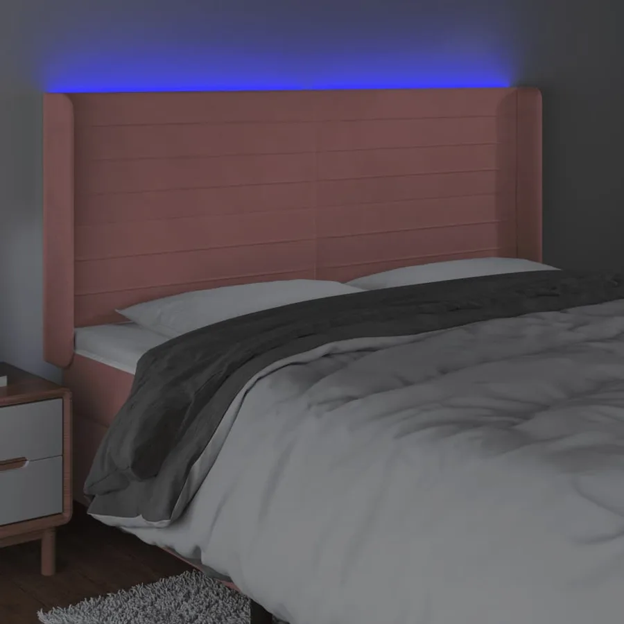 Tête de lit à LED Rose 183x16x118/128 cm Velours - 4