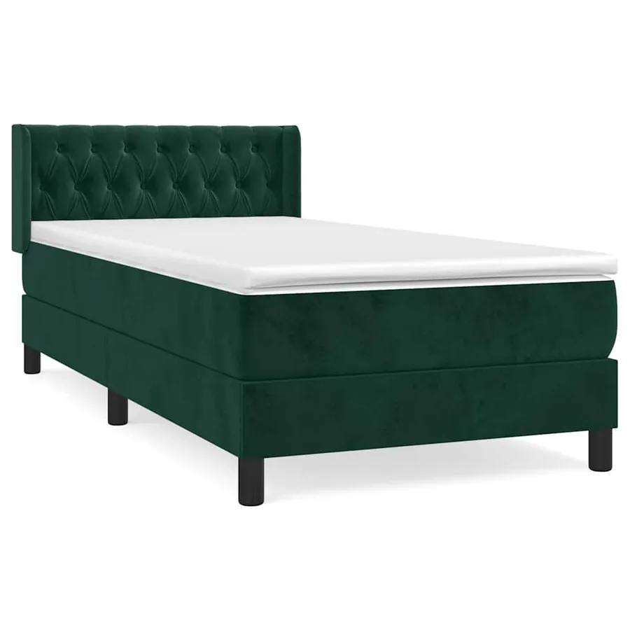 Sommier à lattes de lit avec matelas Vert foncé 90x190 cm - 2