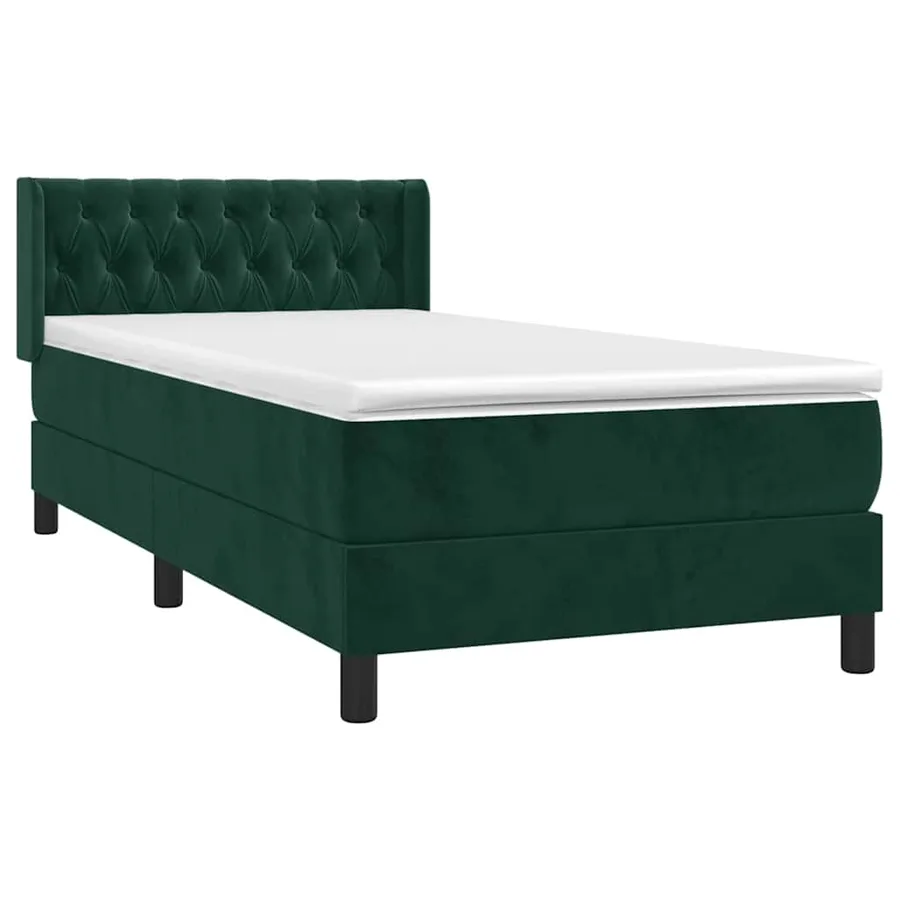 Sommier à lattes de lit avec matelas Vert foncé 90x190 cm - 3