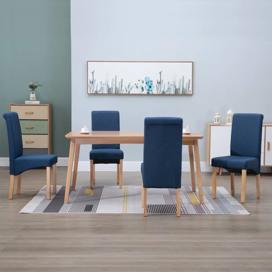 Chaises à manger lot de 4 bleu tissu