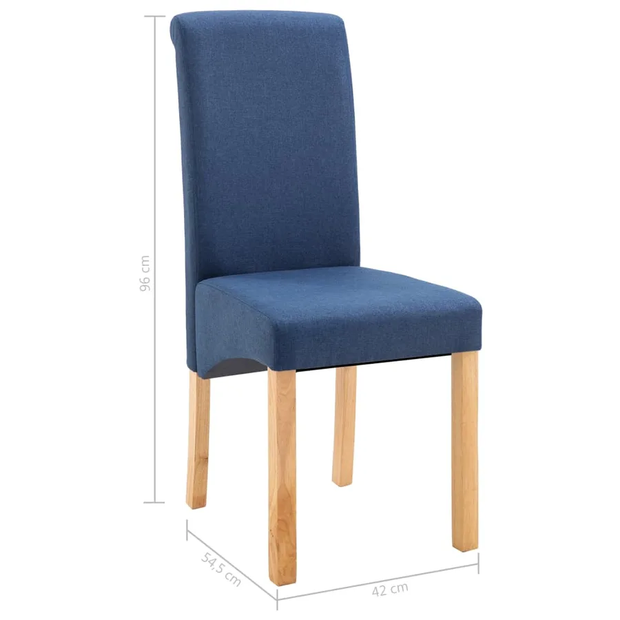 Chaises à manger lot de 4 bleu tissu - 9