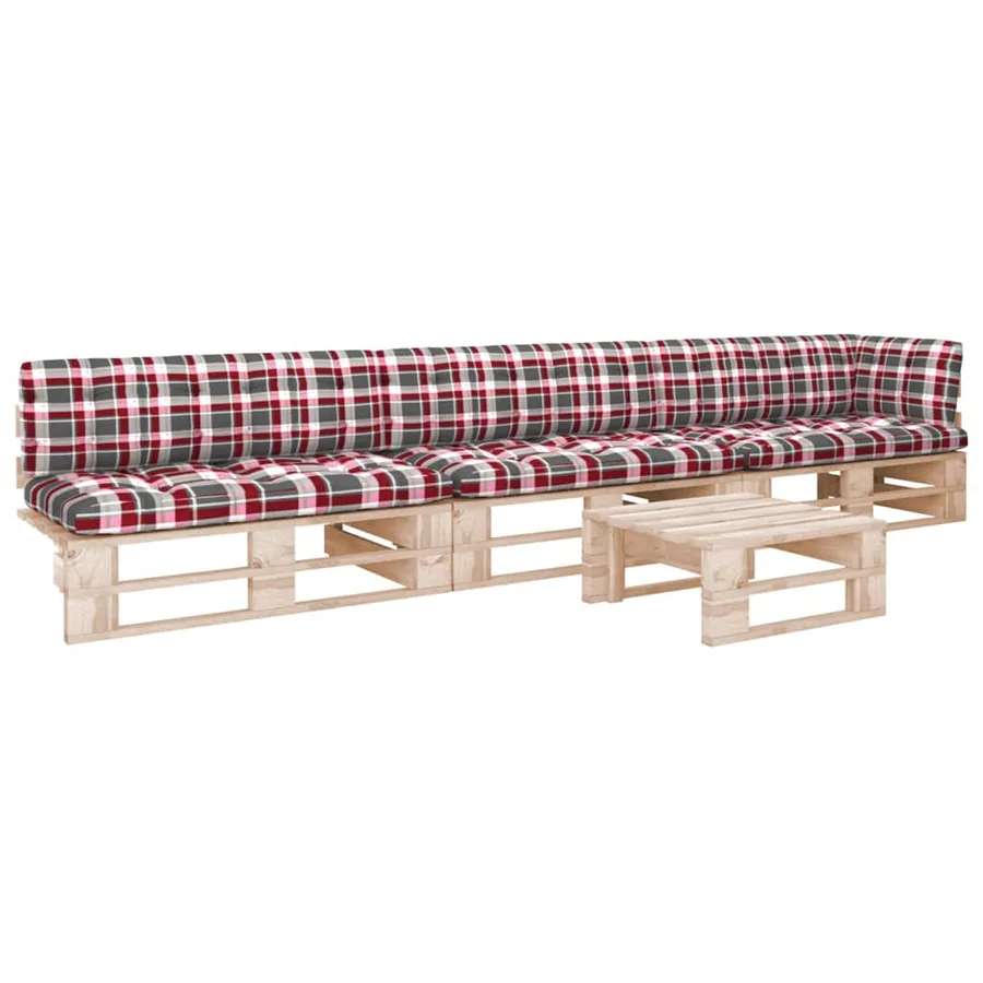 Salon de jardin palette 4pcs avec coussins Bois de pin imprégné
