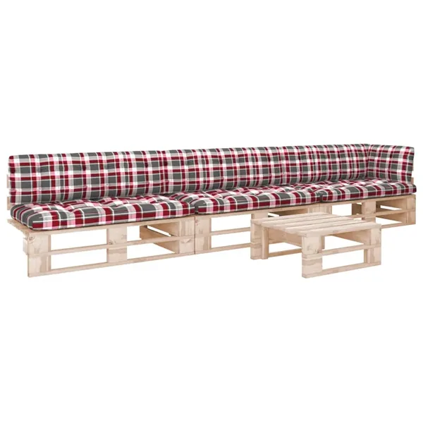 Salon de jardin palette 4pcs avec coussins Bois de pin imprégné