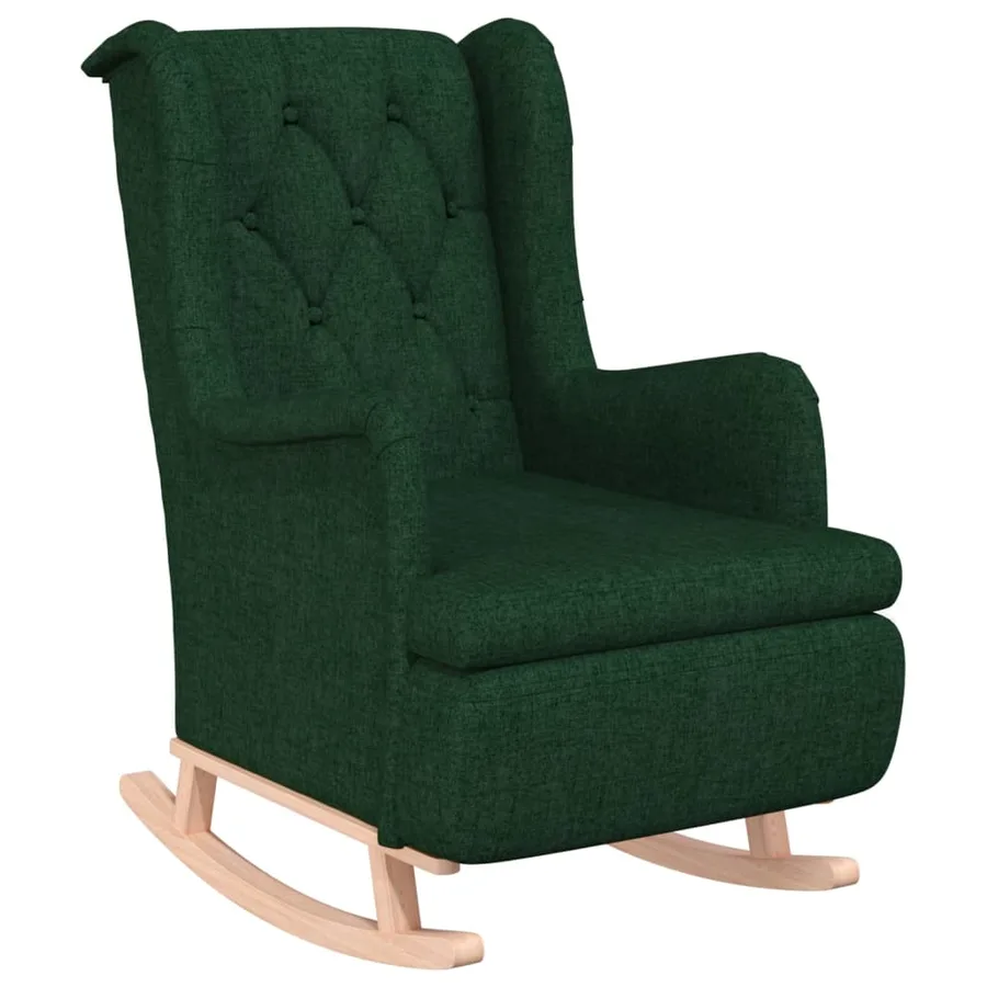 Fauteuil avec pieds à bascule et tabouret Vert foncé Tissu - 4