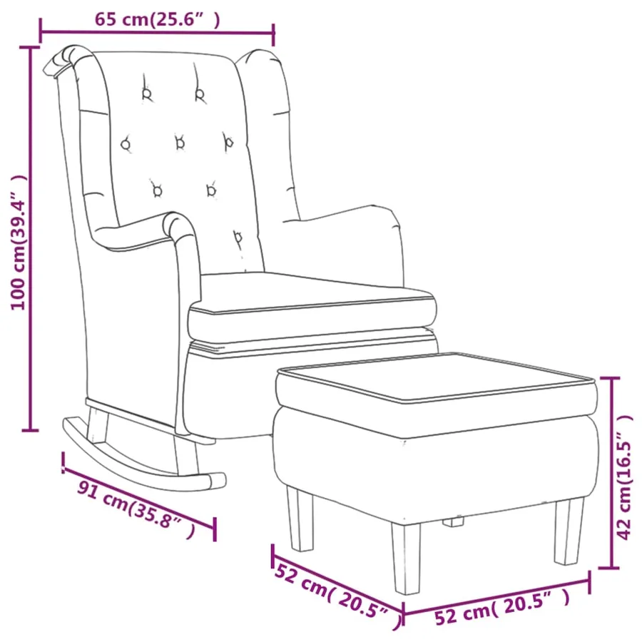 Fauteuil avec pieds à bascule et tabouret Vert foncé Tissu - 7
