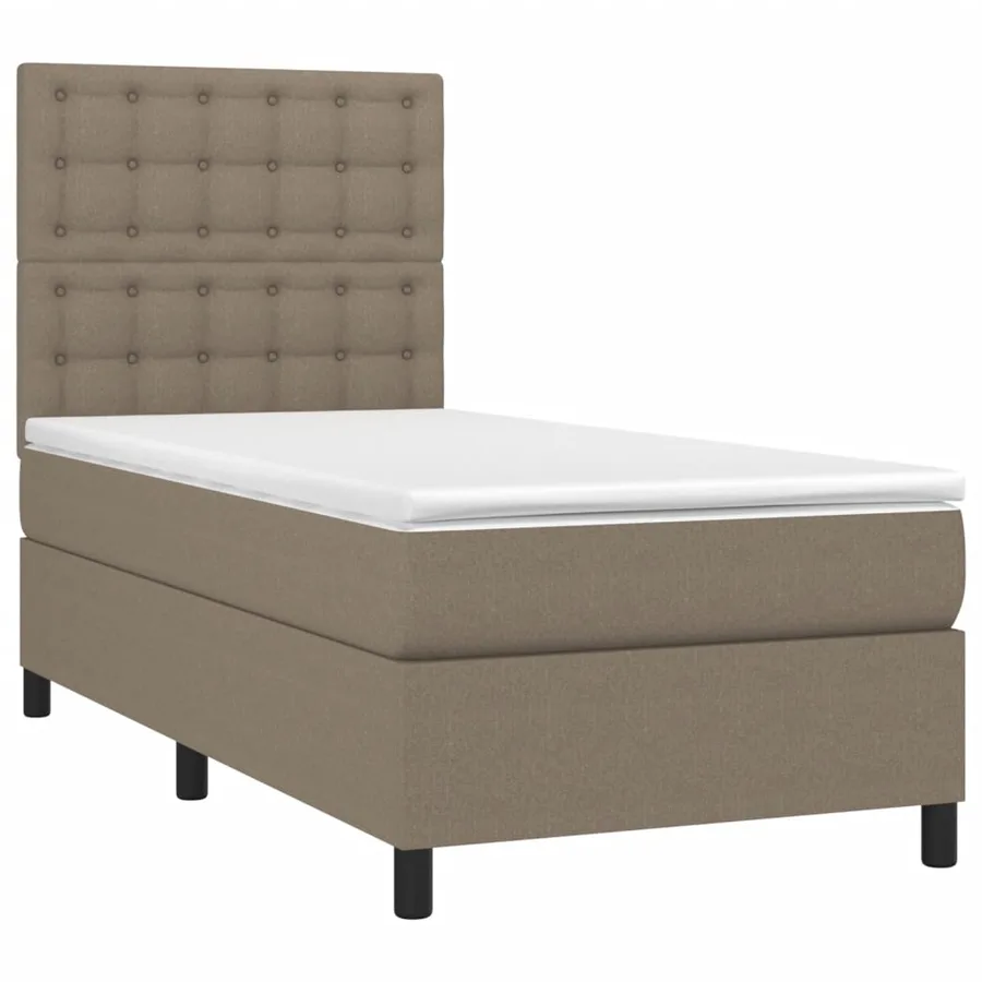 Sommier à lattes de lit et matelas et LED Taupe 80x200cm Tissu - 3