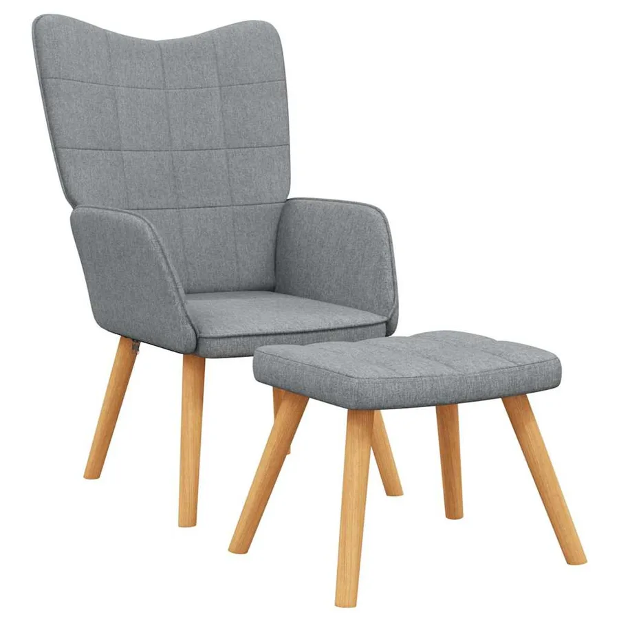 Chaise de relaxation avec tabouret Gris clair Tissu - 2